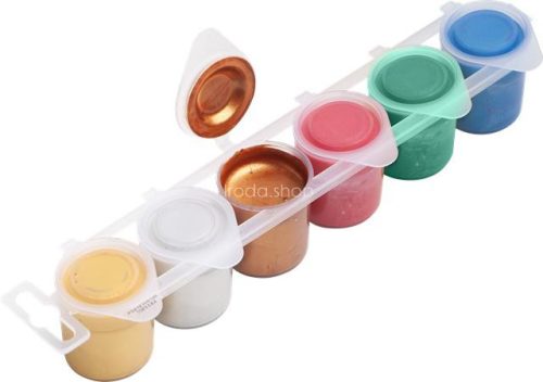 Tempera készlet, tégelyes, ICO "Süni", 6 különböző metal szín