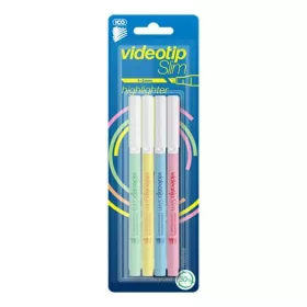   Szövegkiemelő készlet, 1-3 mm, ICO "Videotip Slim", 4 különböző pasztell szín