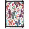 Samsung Galaxy Tab S9 FE (10.9) / Tab S10 FE (10.9) SM-X510 / X516B / X520 / X526, mappa tok, színes nagy pillangó minta, Trifold, fehér