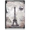 Samsung Galaxy Tab S9 FE (10.9) / Tab S10 FE (10.9) SM-X510 / X516B / X520 / X526, mappa tok, Eiffel torony, térkép minta, Trifold, szürke