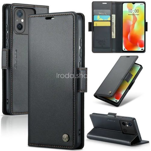 Xiaomi Redmi 13 4G / Note 13R / Poco M6 4G, Oldalra nyíló tok, stand, kártyatartóval, RFID technológiával, Wooze CaseME, fekete