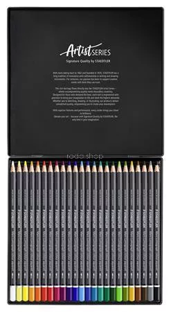 Akvarell színes ceruza készlet, hatszögletű, fémdobozos, STAEDTLER "Mars® Lumograph® 104", 24 különböző szín