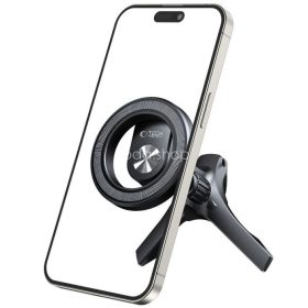   Autós tartó, szellőzőrácsra rögzíthető, 360°-ban forgatható, mágneses, Magsafe kompatibilis, Magsafe gyűrűvel, TP N53 Magnetic Magsafe, fekete