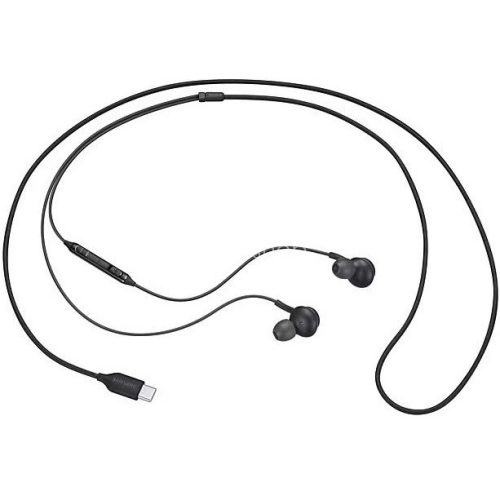 Vezetékes sztereó fülhallgató, USB Type-C, mikrofon, funkció gomb, hangerő szabályzó, Samsung, fekete, gyári