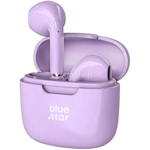 Bluetooth sztereó fülhallgató, v5.3, TWS, töltőtok, Blue Star TWS FI7, lila