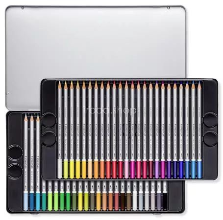 Akvarell ceruza készlet, hatszögletű, fém doboz, STAEDTLER "Karat® aquarell 125", 48 különböző szín