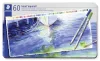 Akvarell ceruza készlet, hatszögletű, fém doboz, STAEDTLER "Karat® aquarell 125", 60 különböző szín