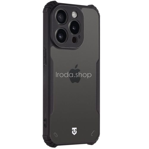 Apple iPhone 15 Pro, Szilikon tok, közepesen ütésálló, légpárnás sarok, Tactical Quantum Stealth, átlátszó/fekete