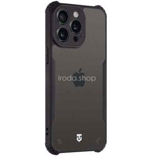 Apple iPhone 15 Pro Max, Szilikon tok, közepesen ütésálló, légpárnás sarok, Tactical Quantum Stealth, átlátszó/fekete