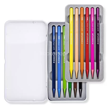 Akvarell ceruza készlet, hatszögletű, fémdobozos, STAEDTLER® "146 10G", 12 különböző szín