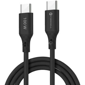   USB Type-C töltő- és adatkábel, USB Type-C, 100 cm, 5000 mA, 100W, törésgátlóval, gyorstöltés, PD, QC 4.0, Forcell F-Energy C347, fekete