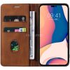 Samsung Galaxy A15 4G / A15 5G SM-A155F / A156B, Oldalra nyíló tok, stand, kártyatartóval, kézpánttal, Wooze Business Plus, barna