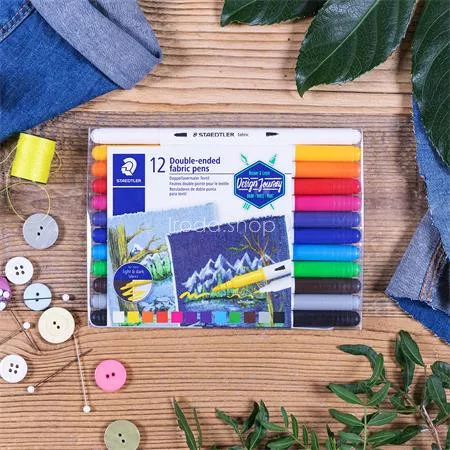Textilfilc, kétvégű, STAEDTLER® "3190", 12 különböző szín