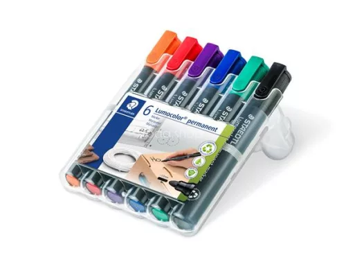 Alkoholos marker készlet, 2 mm, kúpos, STAEDTLER "Lumocolor® 352", 6 különböző szín