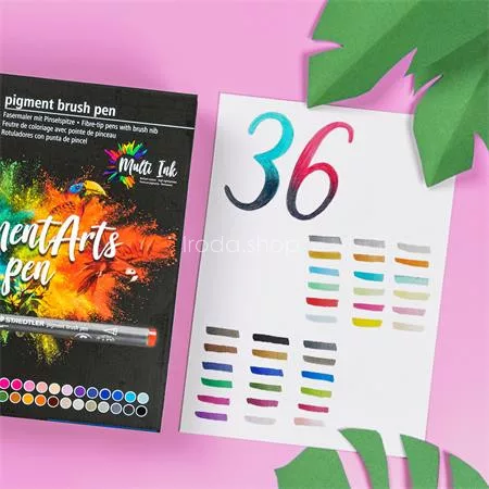 Ecsetirón készlet, STAEDTLER "Pigment brush 371", 36 különböző szín
