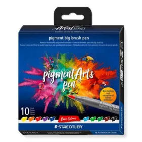   Ecsetirón készlet, STAEDTLER "Pigment big brush 373", 10 különböző alapszín