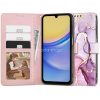 Samsung Galaxy A15 4G / A15 5G SM-A155F / A156B, Oldalra nyíló tok, stand, mágnes csattal, absztrakt márvány minta, TP Wallett Marble, lila/színes