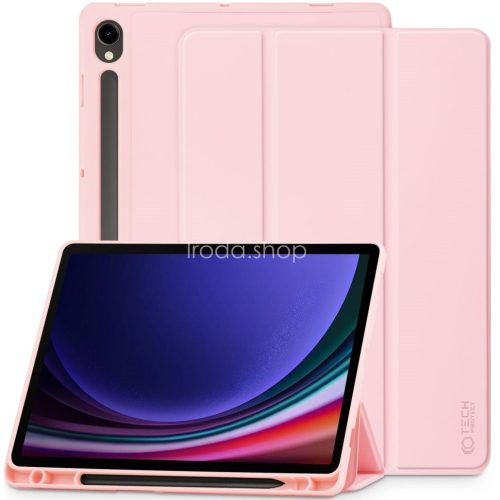 Samsung Galaxy Tab S9 FE (10.9) SM-X510 / X516B, mappa tok, közepesen ütésálló, érintőceruza tartó, érintőceruza nélkül, Trifold, TP SC Pen Holder, rózsaszín