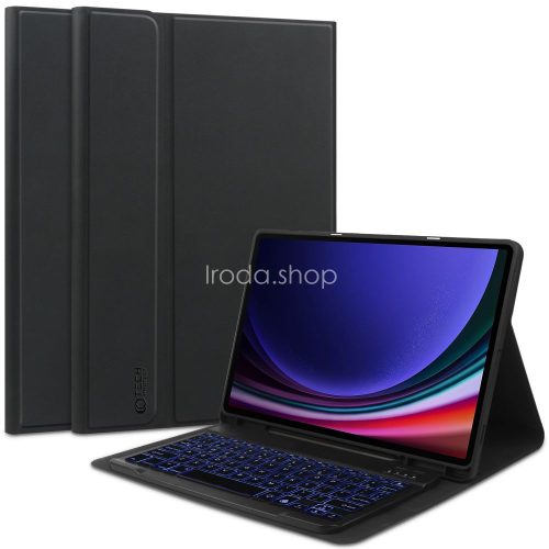 Samsung Galaxy Tab S9 FE (10.9) / Tab S10 FE (10.9) SM-X510 / X516B / X520 / X526, Bluetooth billentyűzetes mappa tok, érintőceruza tartó, érintőceruza nélkül, TP SC Pen Holder + Keyboard, fekete