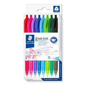   Golyóstoll, 1 mm, nyomógombos, STAEDTLER® "4230 M", 8 különböző szín