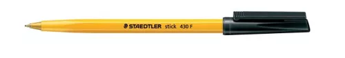 Golyóstoll, 0,3 mm, kupakos, STAEDTLER "Stick 430 F", fekete
