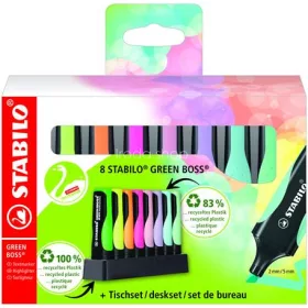   Szövegkiemelő készlet, 2-5 mm, STABILO "Green Boss Pastel", 8 db-os asztali készlet