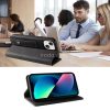 Apple iPhone 16 Plus, Oldalra nyíló tok, stand, kártyatartóval, kézpánttal, Wooze Business Plus, fekete