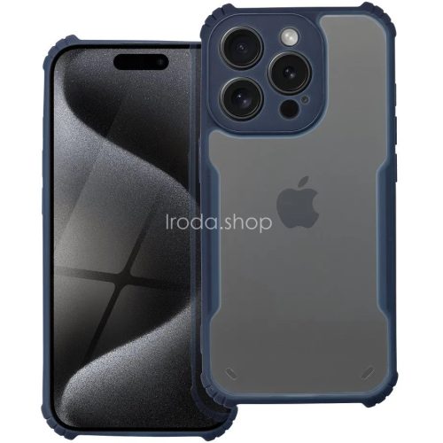 Samsung Galaxy A15 4G / A15 5G SM-A155F / A156B, Szilikon tok, közepesen ütésálló, légpárnás sarok, akril hátlap, Anti-Drop Case, átlátszó/sötétkék