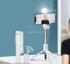 Prémium selfie bot, 19 - 70 cm, 360°-ban forgatható, exponáló gombbal, bluetooth-os, v4.0, tripod állvány funkció, világítással, R1S, fehér