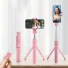 Prémium selfie bot, 19 - 70 cm, 360°-ban forgatható, exponáló gombbal, bluetooth-os, v4.0, tripod állvány funkció, R1, rózsaszín