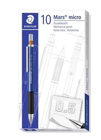 Nyomósirón, 0,5 mm, STAEDTLER "Mars micro 775", kék