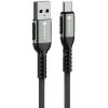 USB töltő- és adatkábel, USB Type-C, 120 cm, 3000 mA, 66W, törésgátlóval, gyorstöltés, QC 3.0, cipőfűző minta, Forcell F-Energy C256, fekete