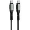 USB Type-C töltő- és adatkábel, USB Type-C, 120 cm, 5000 mA, 240W, törésgátlóval, gyorstöltés, PD, QC 4.0, cipőfűző minta, Forcell F-Energy C263, fekete