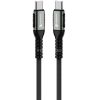 USB Type-C töltő- és adatkábel, USB Type-C, 120 cm, 5000 mA, 240W, törésgátlóval, gyorstöltés, PD, QC 4.0, cipőfűző minta, Forcell F-Energy C263, fekete