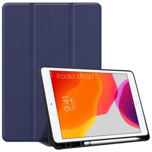 Samsung Galaxy Tab S6 Lite 10.4 (2020 / 2022 / 2024) SM-P610 / P615 / P613 / P619 / P620 / P625, mappa tok, érintőceruza tartó, érintőceruza nélkül, Trifold, Wooze Trifold Pencil Holder, sötétkék