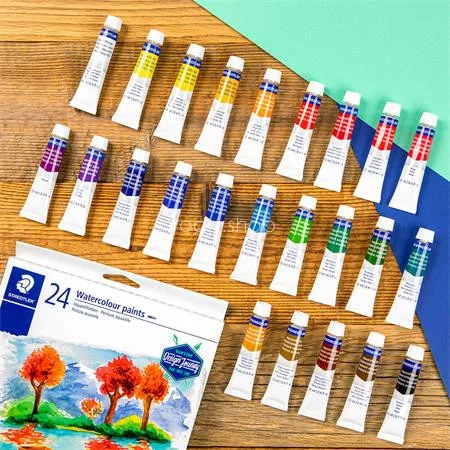 Akvarell festék, tubusos, STAEDTLER "8880", 24 különböző szín