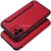 Xiaomi Redmi 13C 4G / Poco C65, Oldalra nyíló tok, légpárnás sarok, bőrhatású, karbon minta, Razor Book, piros