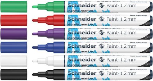 Dekormarker készlet, akril, 2 mm, SCHNEIDER "Paint-It 310", 6 különböző szín