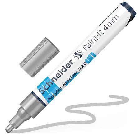 Dekormarker, akril, 4 mm, SCHNEIDER "Paint-It 320", ezüst