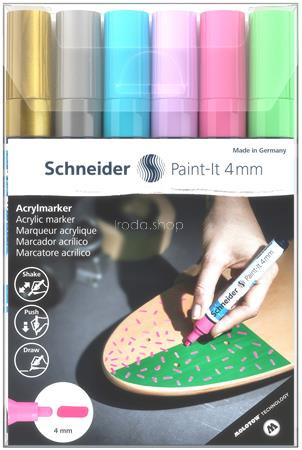 Dekormarker készlet, akril, 4 mm, SCHNEIDER "Paint-It 320", 6 különböző szín