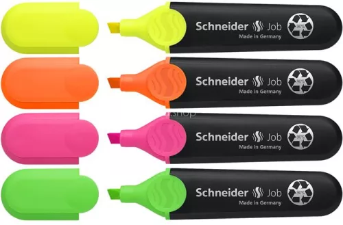 Szövegkiemelő készlet, 1-5 mm, SCHNEIDER "Job 150", 4 különböző szín