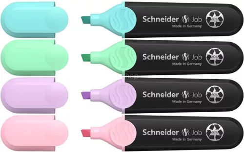 Szövegkiemelő készlet, 1-5 mm, SCHNEIDER "Job Pastel", 4 különböző pasztell szín