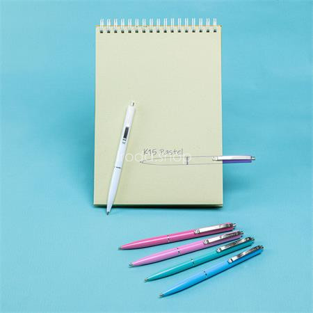 Golyóstoll, 0,5 mm, nyomógombos, vegyes pasztell tolltest, SCHNEIDER "K15", kék