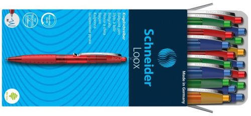 Golyóstoll, 0,5 mm, nyomógombos, SCHNEIDER "Loox", kék