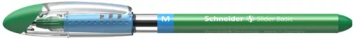Golyóstoll, 0,5 mm, kupakos, SCHNEIDER "Slider Basic M", zöld