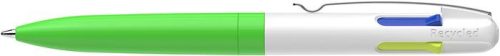 Golyóstoll, 0,5 mm, nyomógombos, négyszínű, SCHNEIDER "Take 4 Neon", zöld-fehér