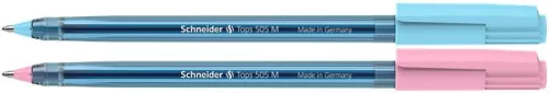 Golyóstoll, 0,5 mm, kupakos, SCHNEIDER "Tops 505 M Bubble Gum" kék, limitált kiadás