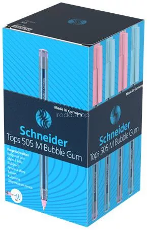 Golyóstoll, 0,5 mm, kupakos, SCHNEIDER "Tops 505 M Bubble Gum" kék, limitált kiadás