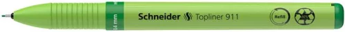 Tűfilc, 0,4 mm, cserélhető betétes, újrahasznosított tolltest, SCHNEIDER "Topliner 911", zöld