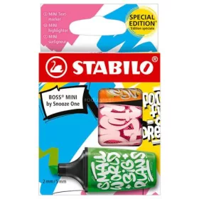   Szövegkiemelő készlet, 2-5 mm, STABILO, "Boss Mini Snooze One", 3 különböző szín